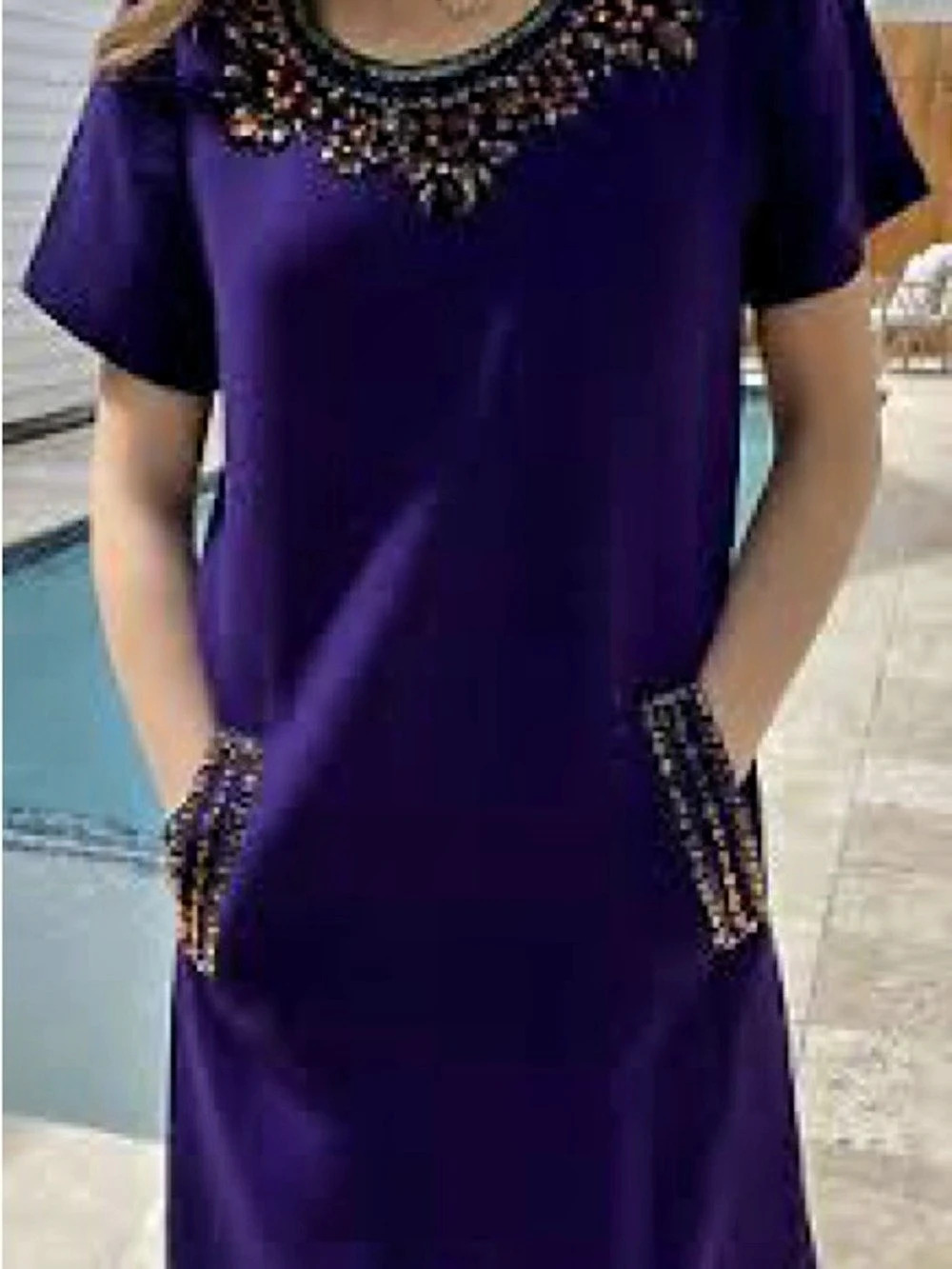 Kate Spade Embellished Neck Mini Dress in Purple Size 4 Like New